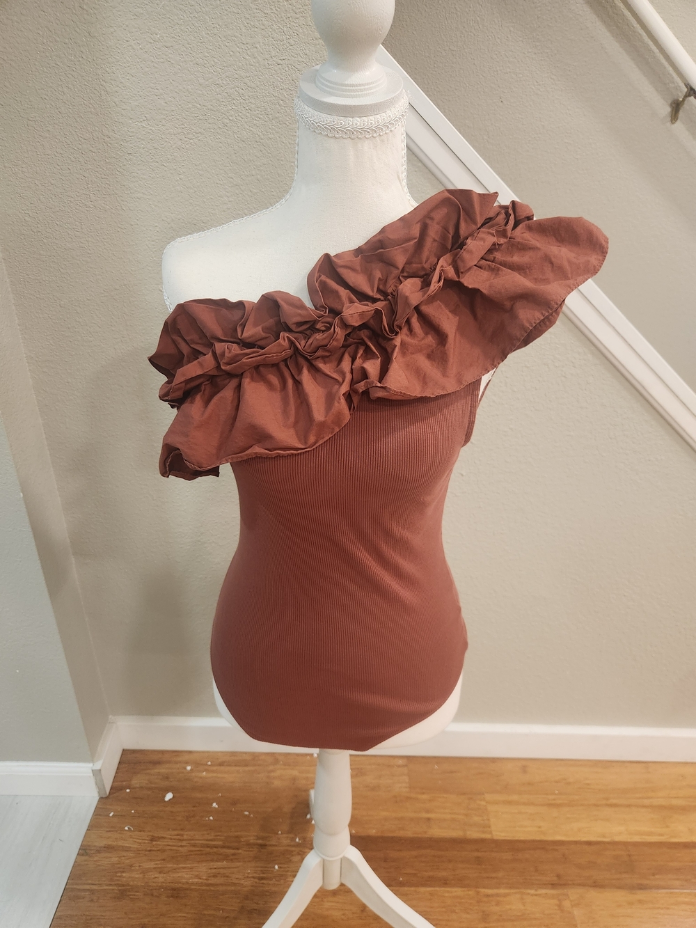 Express One-Shoulder Ruffle Bodysuit